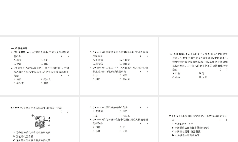 PK中考（江西专用）中考生物 同步高效集训（十一）课件-人教级全册生物课件