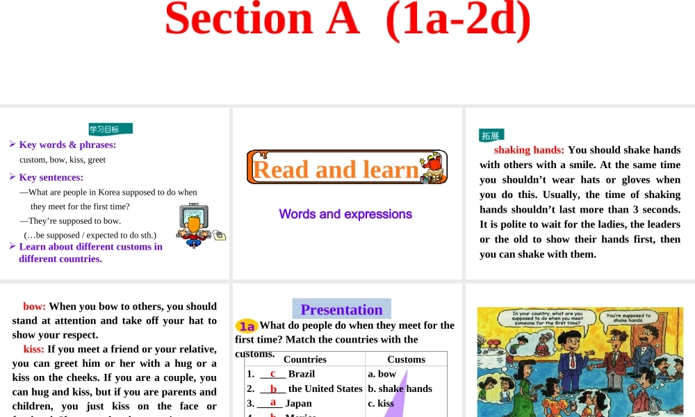 Unit 10 Section A 第一课时课件