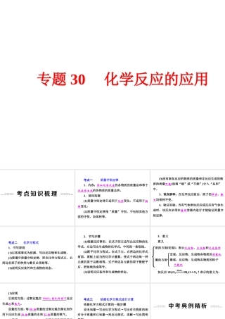 【中考备战策略】2015年中考科学总复习 专题30 化学反应的应用（考点知识梳理+中考典例精析+考点训练）课件 浙教版