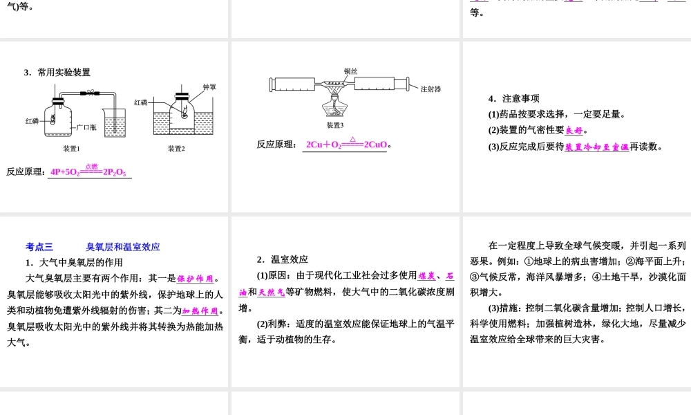 【中考备战策略】2015年中考科学总复习 专题32 空 气（考点知识梳理+中考典例精析+考点训练）课件 浙教版