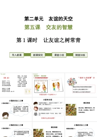 2018年七年级道德与法治上册 第二单元 友谊的天空 第五课 交友的智慧 第1框 让友谊之树常青课件 新人教版
