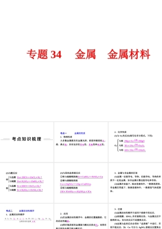 【中考备战策略】2015年中考科学总复习 专题34 金属 金属材料（考点知识梳理+中考典例精析+考点训练）课件 浙教版