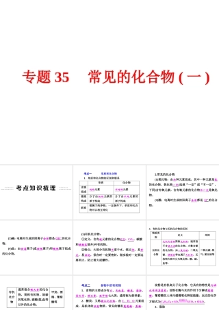 【中考备战策略】2015年中考科学总复习 专题35 常见的化合物一（考点知识梳理+中考典例精析+考点训练）课件 浙教版