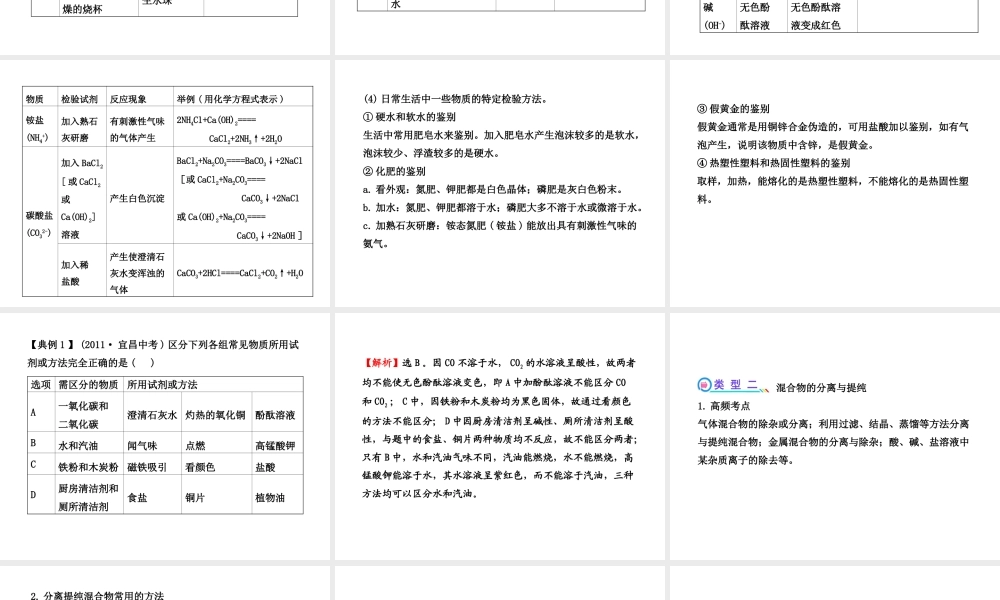 【全程复习方略】2013版中考化学 专项三 实验的设计与评价课件（含中考示例） 新人教版