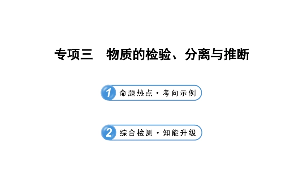 【全程复习方略】2013版中考化学 专项三 物质的检验、分离与推断配套课件 沪教版