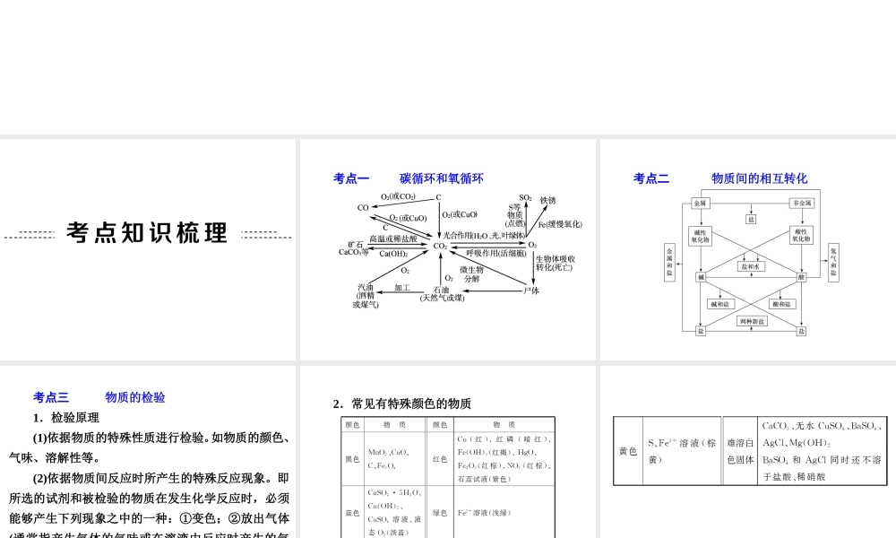 【中考备战策略】2015年中考科学总复习 专题37 物质的循环、转化和检验（考点知识梳理+中考典例精析+考点训练）课件 浙教版