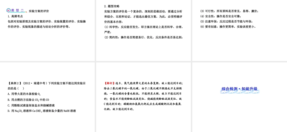 【全程复习方略】2013版中考化学 专项四 实验的设计与评价配套课件 沪教版