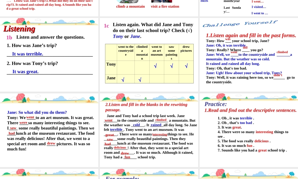 Unit 11 How was your school trip SectionB(1a-1d)