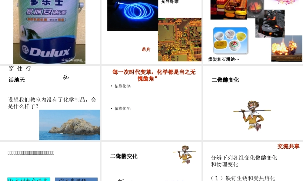 【倍速课时学练】2014九年级化学上册《1.1 化学真奇妙》课件 （新版）鲁教版