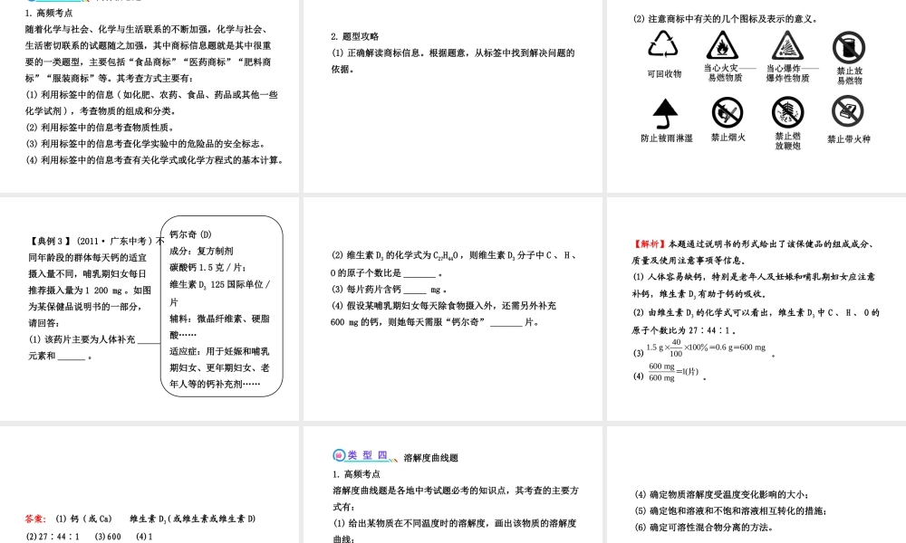 【全程复习方略】2013版中考化学 专项一 图、表、线类试题课件（含中考示例） 新人教版