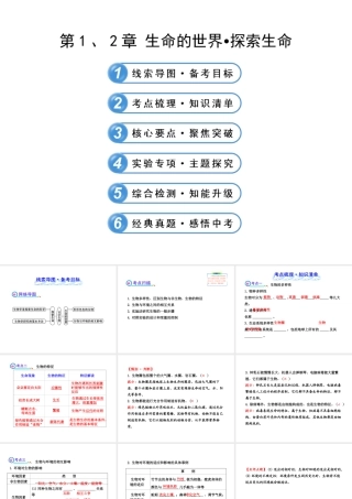 【全程复习方略】2013版中考生物 第1、2章 生命的世界 探索生命配套课件 北师大版