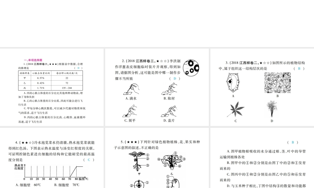 PK中考（江西专用）中考生物 专项提升突破篇 专题二 图象曲线题课件-人教级全册生物课件