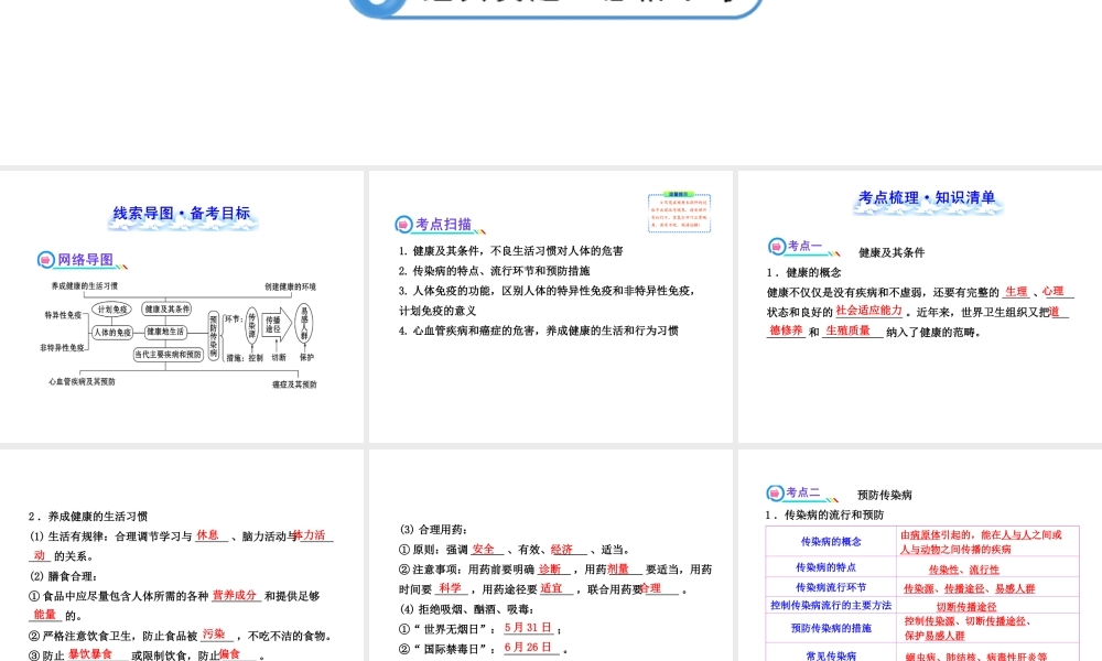 【全程复习方略】2013版中考生物 第13章 健康地生活配套课件 北师大版