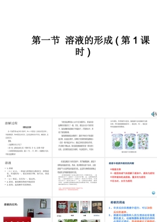 【倍速课时学练】2014九年级化学上册《3.1 溶液》课件1 （新版）鲁教版