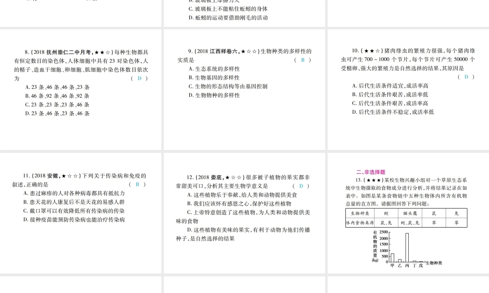 PK中考（江西专用）中考生物 专项提升突破篇 专题四 易混易错题课件-人教版初中九年级全册生物课件