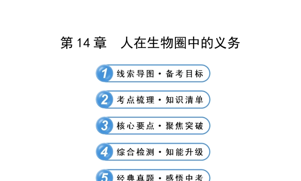 【全程复习方略】2013版中考生物 第14章 人在生物圈中的义务配套课件 北师大版