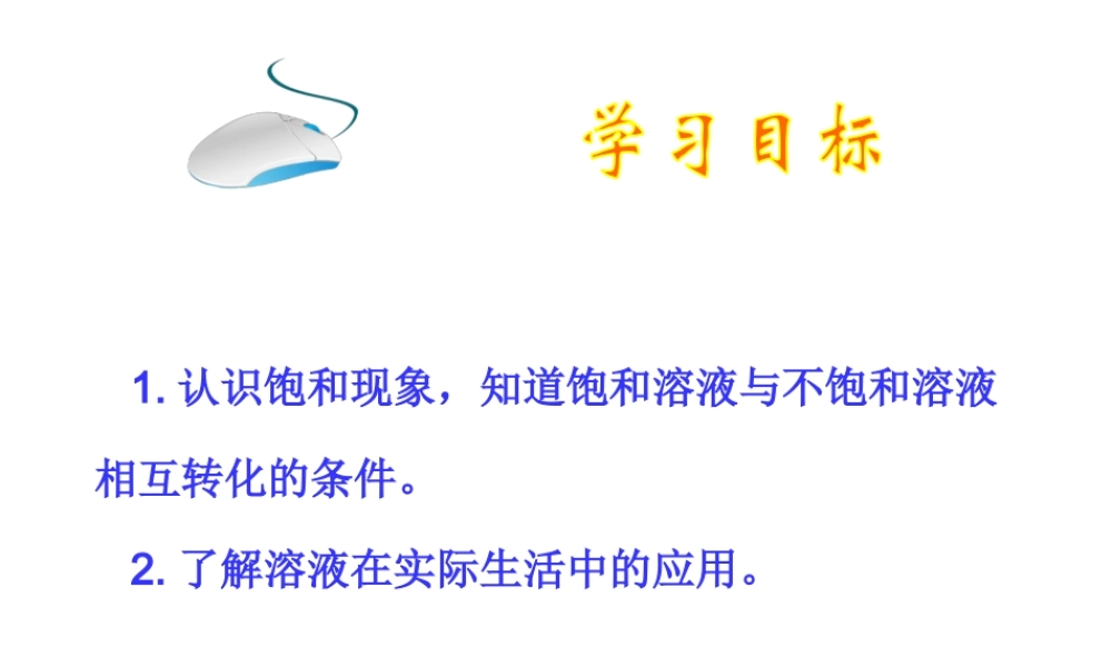 【倍速课时学练】2014九年级化学上册《3.1 溶液》课件2 （新版）鲁教版