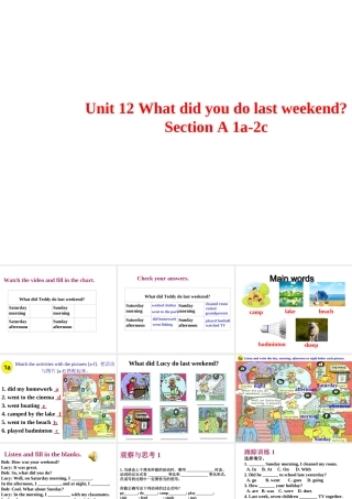Unit 12 What did you do last weekend Period 1课件2
