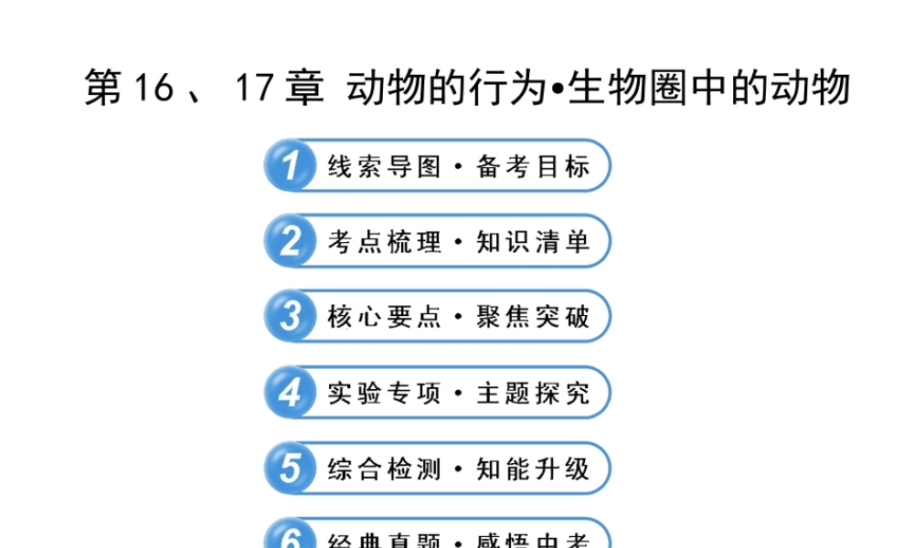 【全程复习方略】2013版中考生物 第16、17章 动物的行为 生物圈中的动物配套课件 北师大版