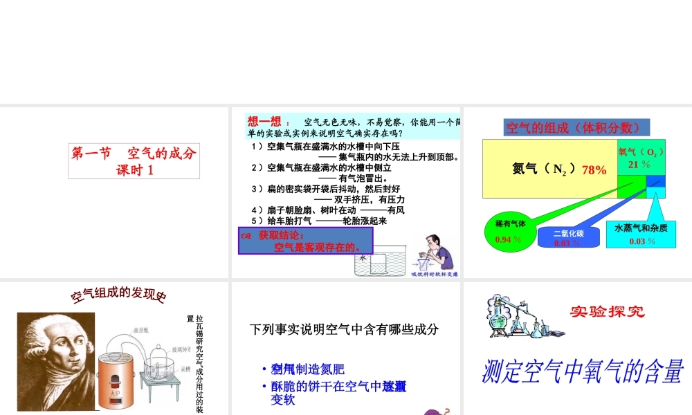 【倍速课时学练】2014九年级化学上册《4.1 空气的成分》课件1 （新版）鲁教版