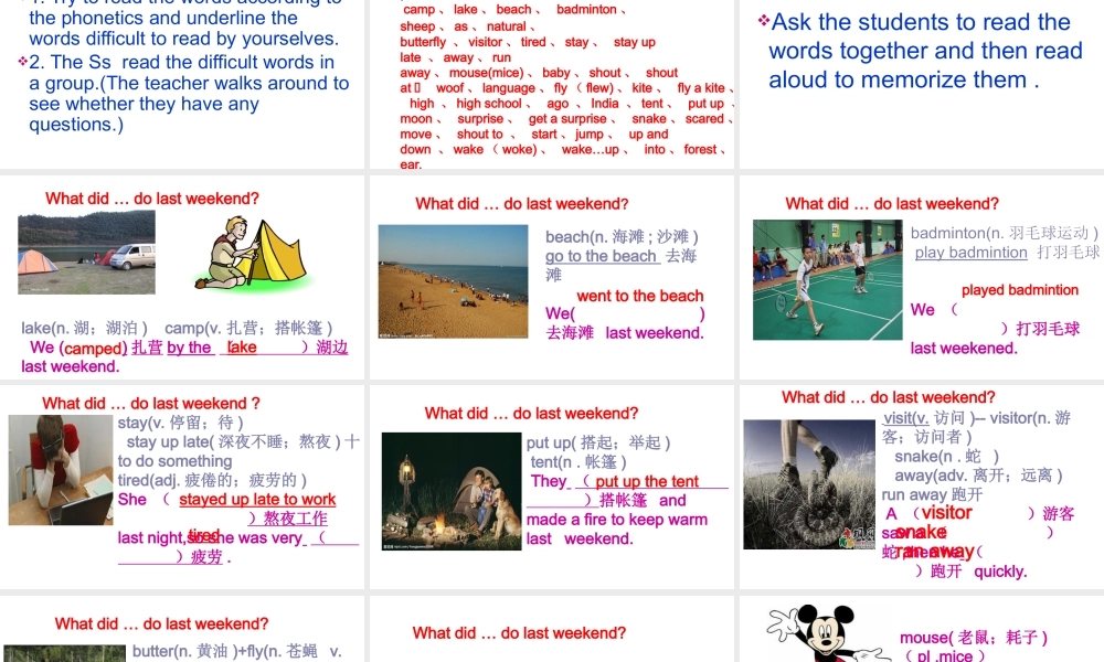 Unit 12 What did you do last weekend生词课课件