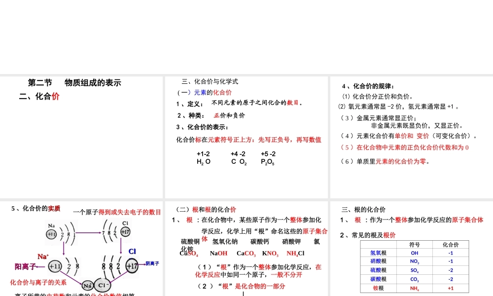 【倍速课时学练】2014九年级化学上册《4.2 物质组成的表示》课件2 （新版）鲁教版