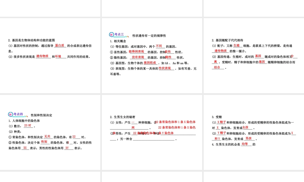 【全程复习方略】2013版中考生物 第20章 生物的遗传和变异配套课件 北师大版