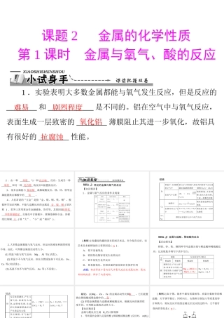 【优化课堂】2012年九年级化学 第八单元 课题2 第1课时 金属与氧气、酸的反应课件 新人教版