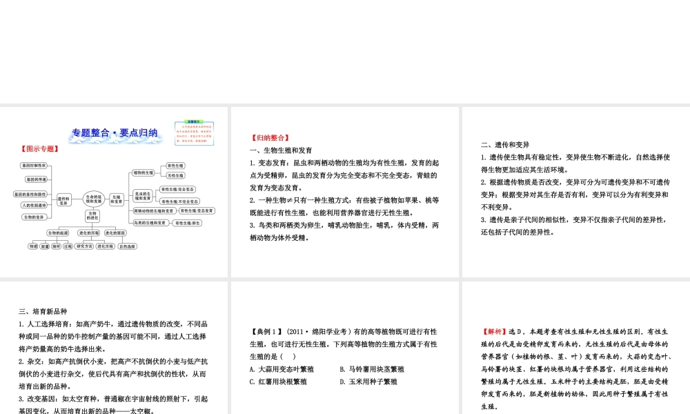 【全程复习方略】2013版中考生物 专题四 生命的延续和发展配套课件 北师大版