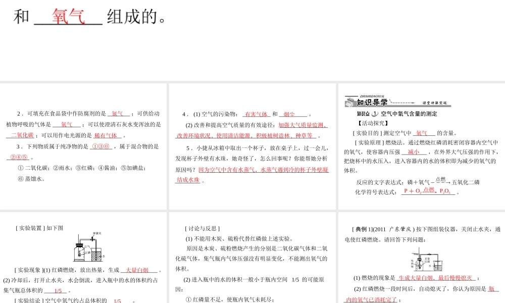 【优化课堂】2012年九年级化学 第二单元 课题1 空气课件 新人教版
