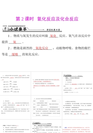 【优化课堂】2012年九年级化学 第二单元 课题2 第2课时 氧化反应及化合反应课件 新人教版