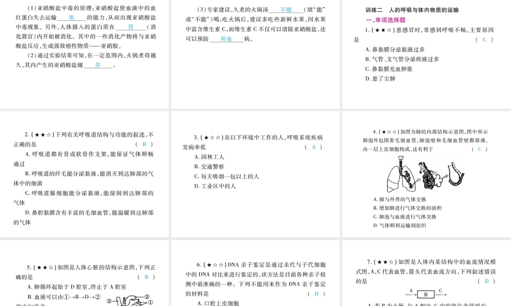 PK中考（江西专用）中考生物 专项提升突破篇 专项四 生物圈中的人课件-人教版初中九年级全册生物课件