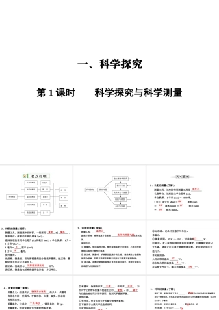 【全效学习 中考学练测】2014中考科学总复习 第1课时 科学探究与科学测量（考点管理+归类探究+易错警示+限时集训）课件 新人教版