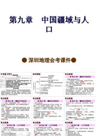 【中考宝典】（深圳地区专版）2014届中考地理 第九章 中国疆域与人口会考课件 