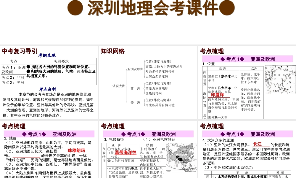 【中考宝典】（深圳地区专版）2014届中考地理 第六章 认识大洲会考课件 