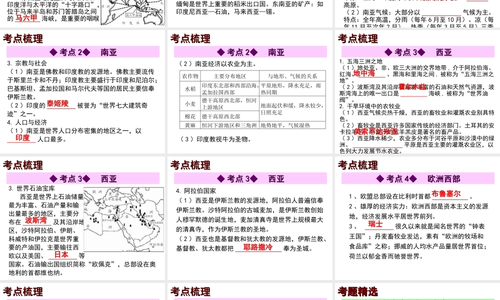 【中考宝典】（深圳地区专版）2014届中考地理 第七章 认识地区会考课件 