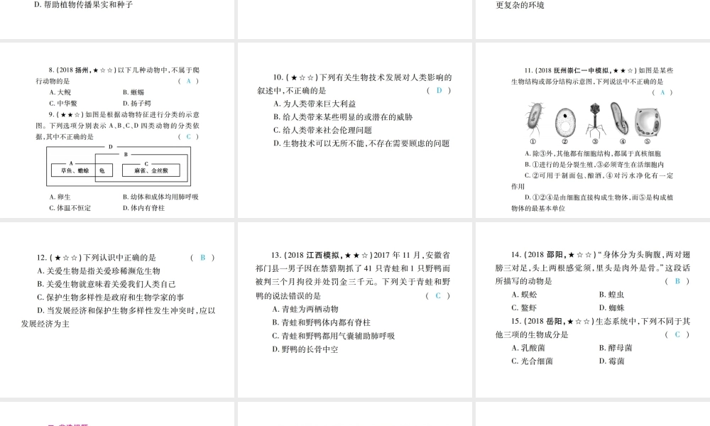 PK中考（江西专用）中考生物 专项提升突破篇 专项五 生物圈中的其它生物与生物技术课件-人教级全册生物课件