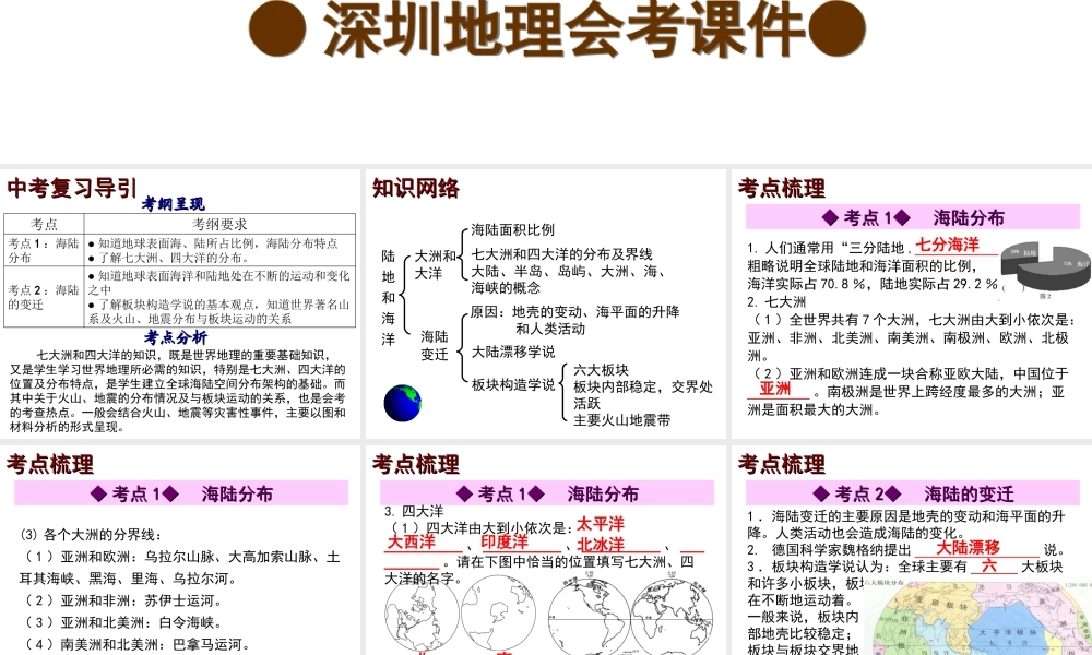 【中考宝典】（深圳地区专版）2014届中考地理 第三章 陆地和海洋会考课件 