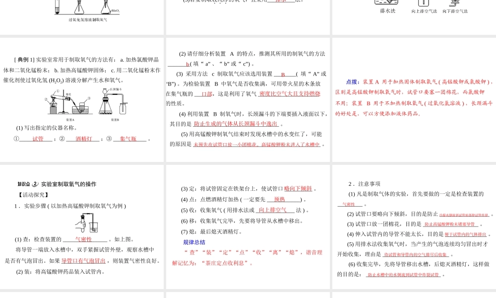 【优化课堂】2012年九年级化学 第二单元 课题3 第2课时 实验室制取氧气的装置及操作课件 新人教版