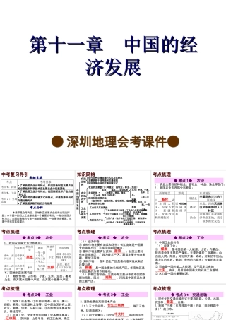 【中考宝典】（深圳地区专版）2014届中考地理 第十一章 中国的经济发展会考课件 