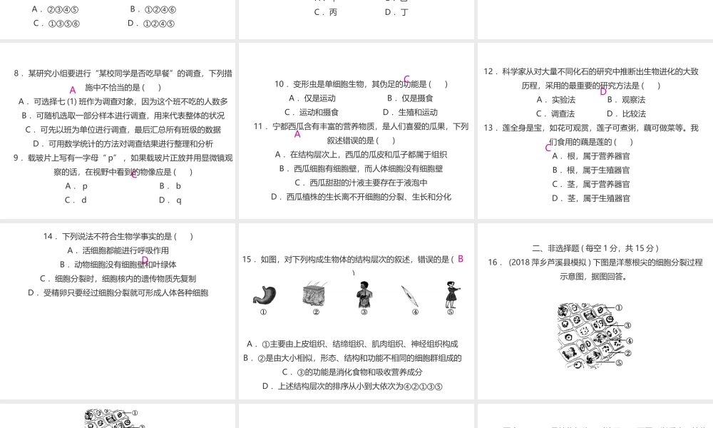 PK中考（江西专用）中考生物仿真测试卷一课件-人教级全册生物课件