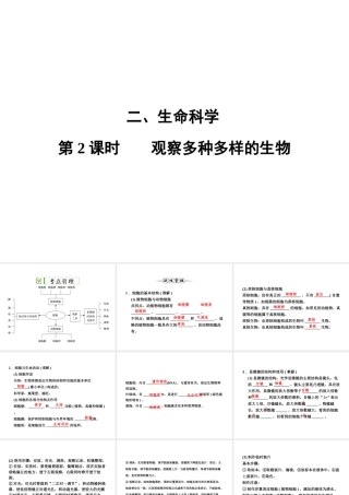 【全效学习 中考学练测】2014中考科学总复习 第2课时 观察多种多样的生物（考点管理+归类探究+易错警示+限时集训）课件 新人教版