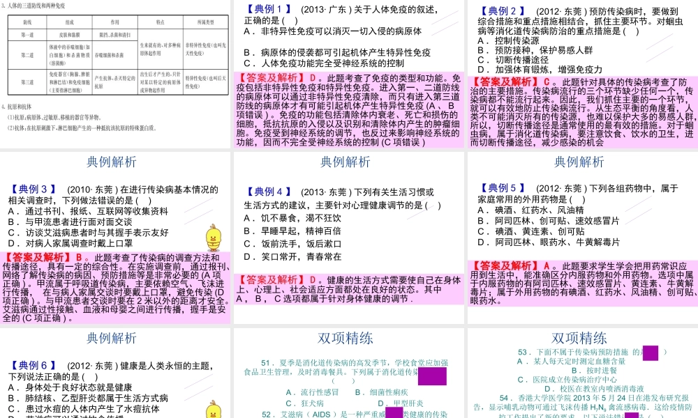 【中考宝典】（深圳地区专版）2014届中考生物 第八单元 健康地生活会考课件