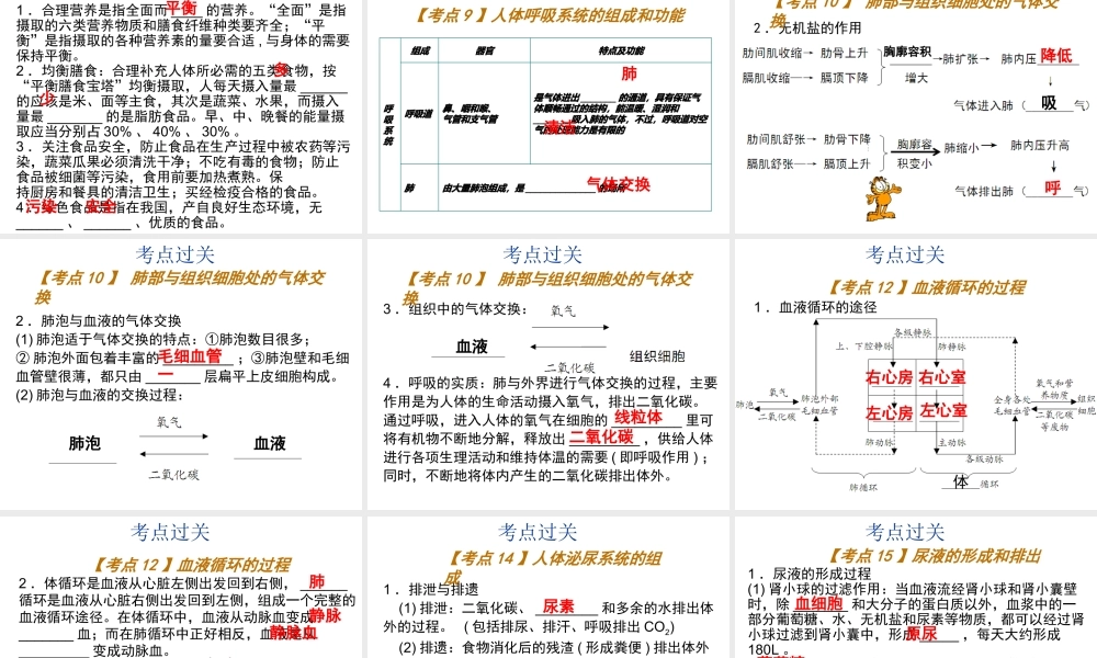 【中考宝典】（深圳地区专版）2014届中考生物 第四单元 生物圈中的人会考课件