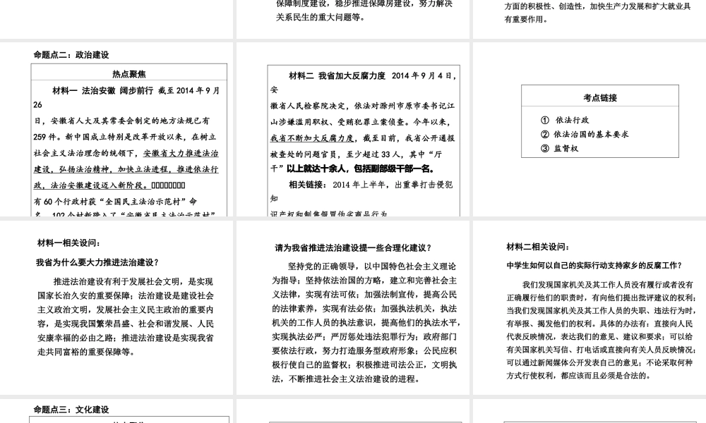 【中考面对面】安徽省2015届中考政治总复习 第二部分 热点专题突破 专题10 关注安徽发展建设幸福家园课件 人民版