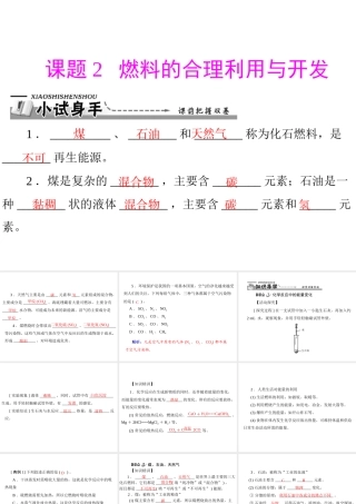 【优化课堂】2012年九年级化学 第七单元 课题2 燃料的合理利用与开发