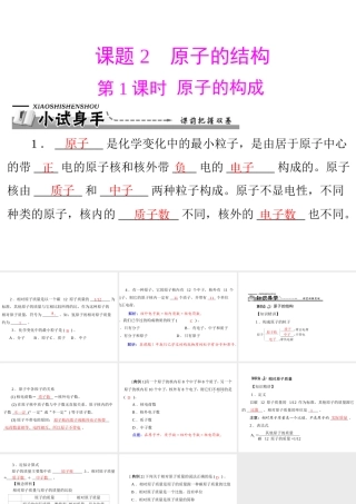 【优化课堂】2012年九年级化学 第三单元 课题2 第1课时 原子的构成