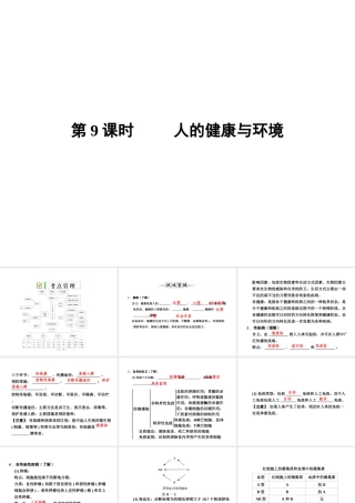 【全效学习 中考学练测】2014中考科学总复习 第9课时 人的健康与环境（考点管理+归类探究+易错警示+限时集训）课件 新人教版