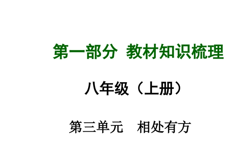 【中考面对面】安徽省2015届中考政治总复习 第一部分 教材知识梳理 八上 第三单元 相处有方课件 粤教版