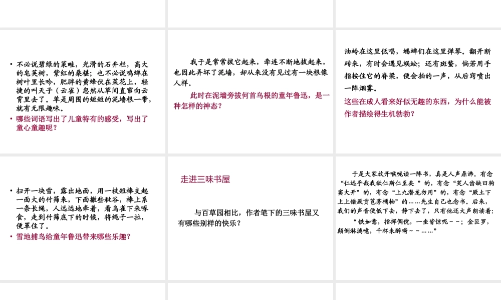 2018年七年级语文上册 第三单元 9 从百草园到三味书屋课件1 新人教版